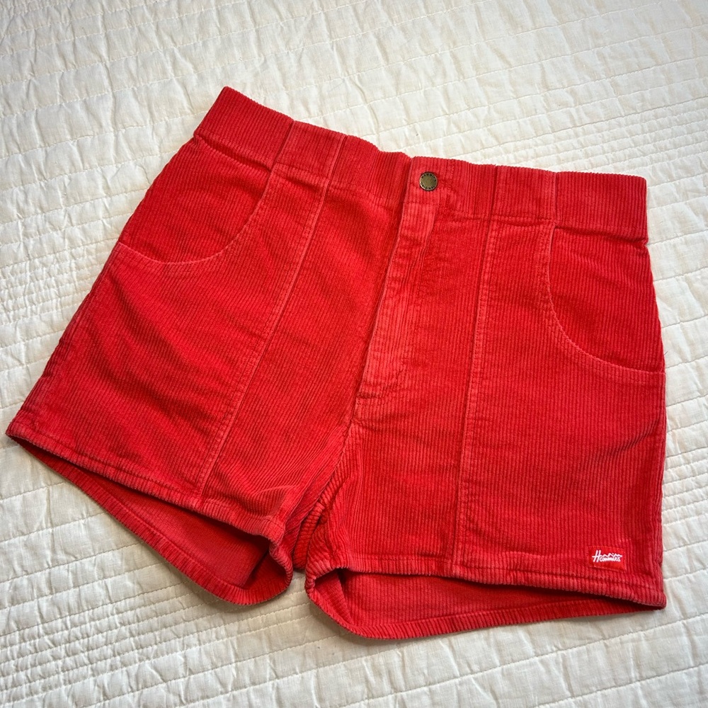 Hammies Red Corduroy Shorts Gently Worn High Waisted Retro